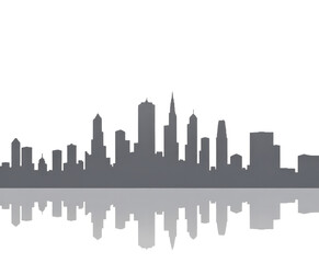Fototapeta premium City skyline silhouette with reflection and transparent background