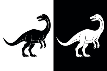 Dinosaur Silhouette Vector Icon High-Quality Design on Black And White Background.