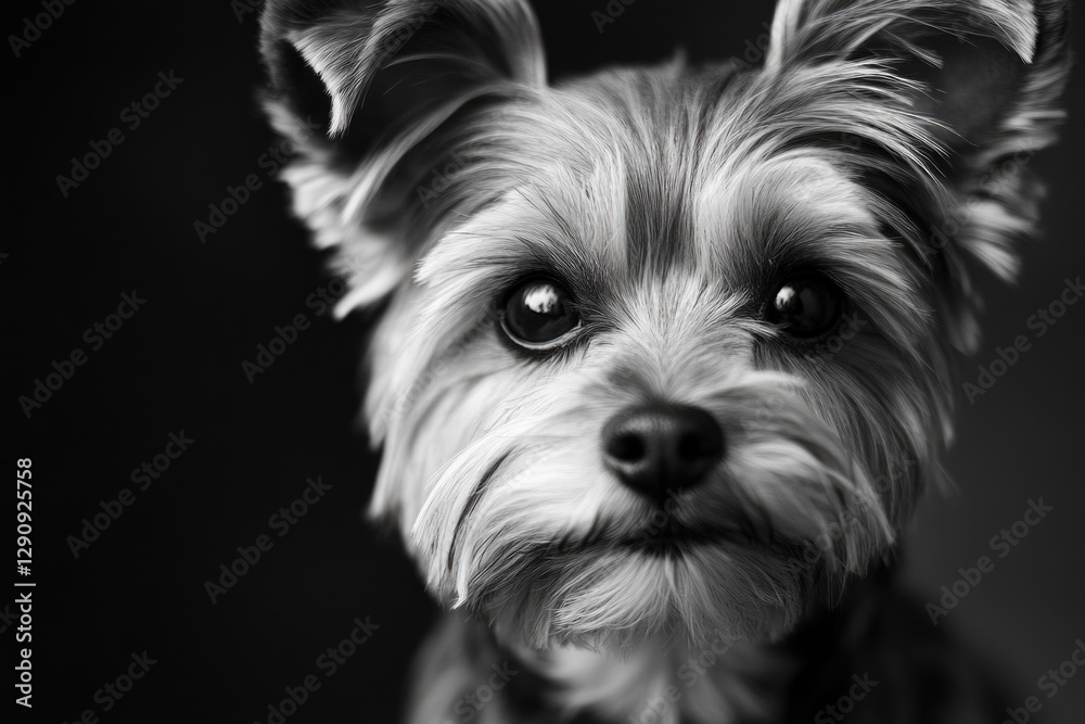 Poster a small dog in monochrome tones, suitable for use in various designs or editorial content