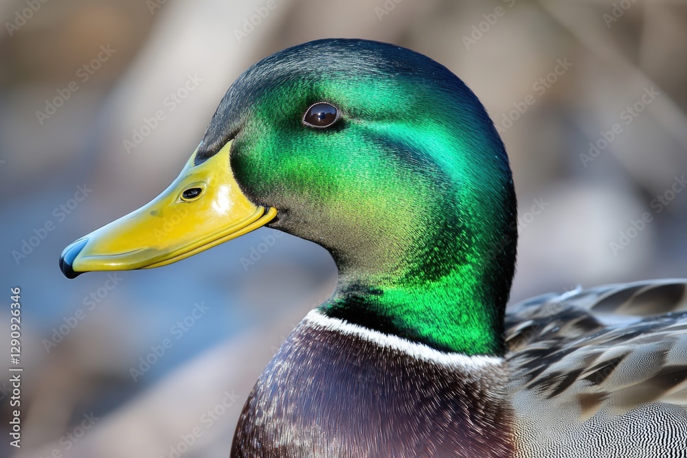 Aufkleber a close-up shot of a duck's head with a blurred background
