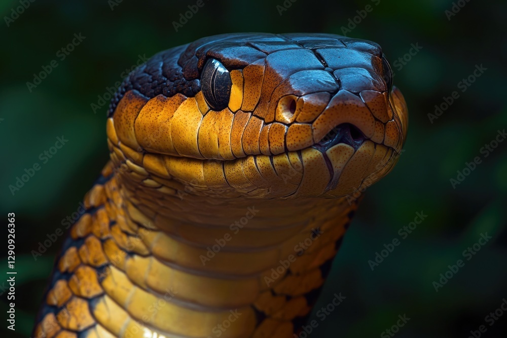 Poster a close-up shot of a snake's head with a blurred background