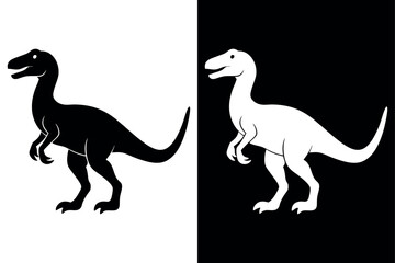 Dinosaur Silhouette Vector Icon High-Quality Design on Black And White Background.