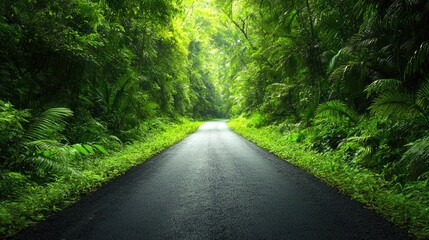 Fototapeta premium Lush Jungle Road Journey through Tropical Foliage