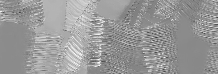 Fototapeta premium Gray oil paint of large brush strokes textures as wide abstract background. 