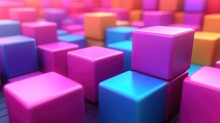 Fototapeta premium Vibrant Cubes: A Colorful 3D Abstract Design