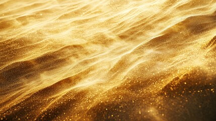 Naklejka premium Soft golden desert sand with wisps of wind carrying dust across the surface