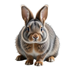 Obraz premium Cute brown and gray bunny with transparent background