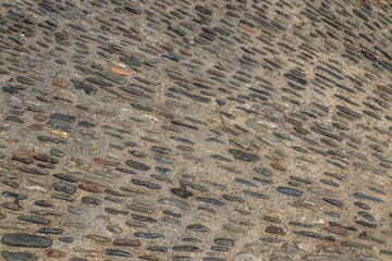 Cobblestone pavement forming an elegant textured surface
