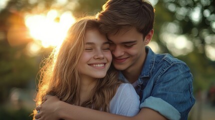 Fototapeta premium A young couple embracing each other