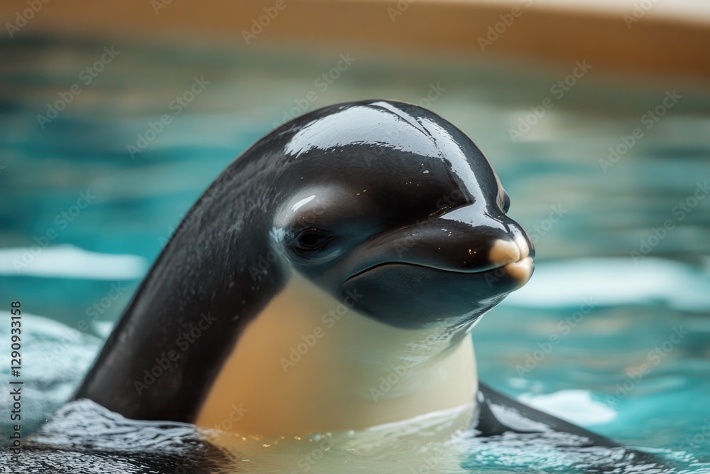 Poster close-up view of a dolphin swimming in a pool