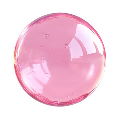 Pink transparent sphere with bubbles.