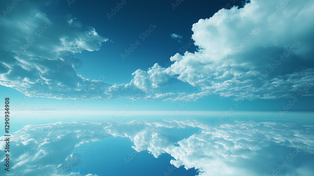 Aufkleber a surreal scene of an upside-down ocean floating in the sky.