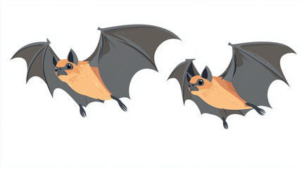 Obraz premium A vector of bats flying, white background, simple shapes, vector art, flat design, clip art style