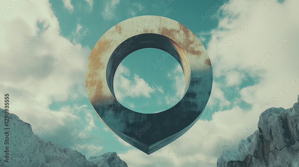 Poster A surreal portal to another dimension floating in the sky.