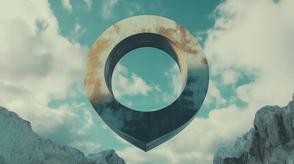 A surreal portal to another dimension floating in the sky.