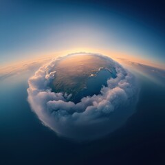 Naklejka premium Planet Earth with Clouds Panoramic View