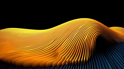 Abstract Metallic Gold Undulating Surface With Bold Highlights, Vivid Colors, Vector Graphic Style