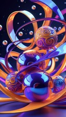 Fototapeta premium Luminous Swirls and Ornate Spheres