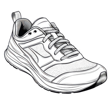 black and white running shoe sketch clip art preview