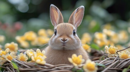 Fototapeta premium Rabbit in the meadow, Easter