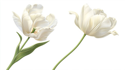 Obraz premium Vivid Spring Tulips Isolated on White Background Ideal for Modern Creative Artworks and Sleek Floral Visuals