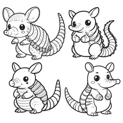 High-Quality Cute Cartoonic Armadillo Standing Pose Vector Illustrations