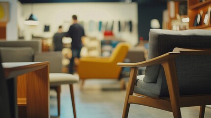 Thief alert at a furniture store, employees noticing suspicious activity. Featuring quick response and store protection