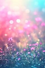 Whimsical Pastel Flowers, Soft Focus Background, Delicate Floral Illustration, Gentle Lighting