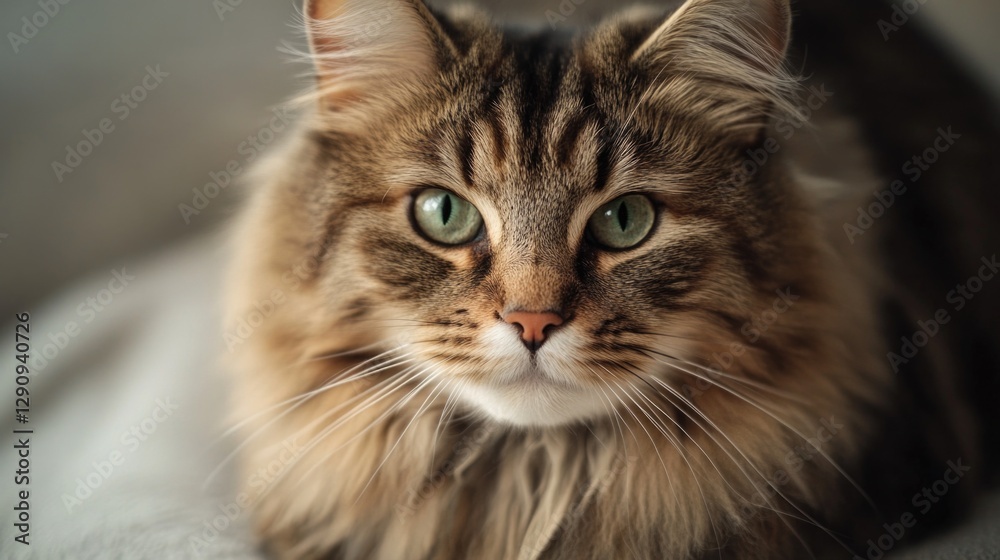 Aufkleber a close-up shot of a cat relaxing on a bed, with a calm and peaceful expression