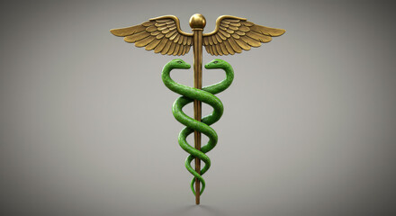 Medical symbol caduceus staff with entwined snakes