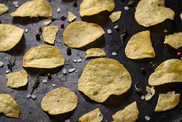 Crispy salty homemade potato chips