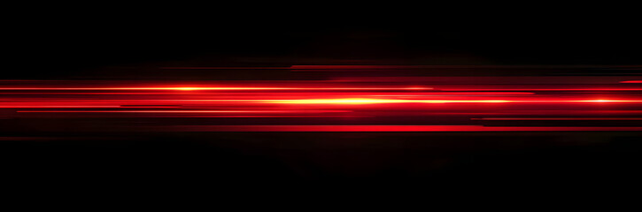 Red speed light horizontal straight line on black background. Realistic vector illustration of abstract neon or laser glow motion effect. Long dynamic flare beam and ray with sparkle in movement.