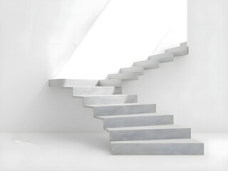 Concrete stairs on an isolated white background. Minimalistic design with a contemporary look. Concept of modern architecture. 3D Rendering