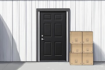Sleek Black Door in Storage