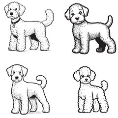 High-Quality Cute Cartoonic Bedlington Terrier Vector Illustrations