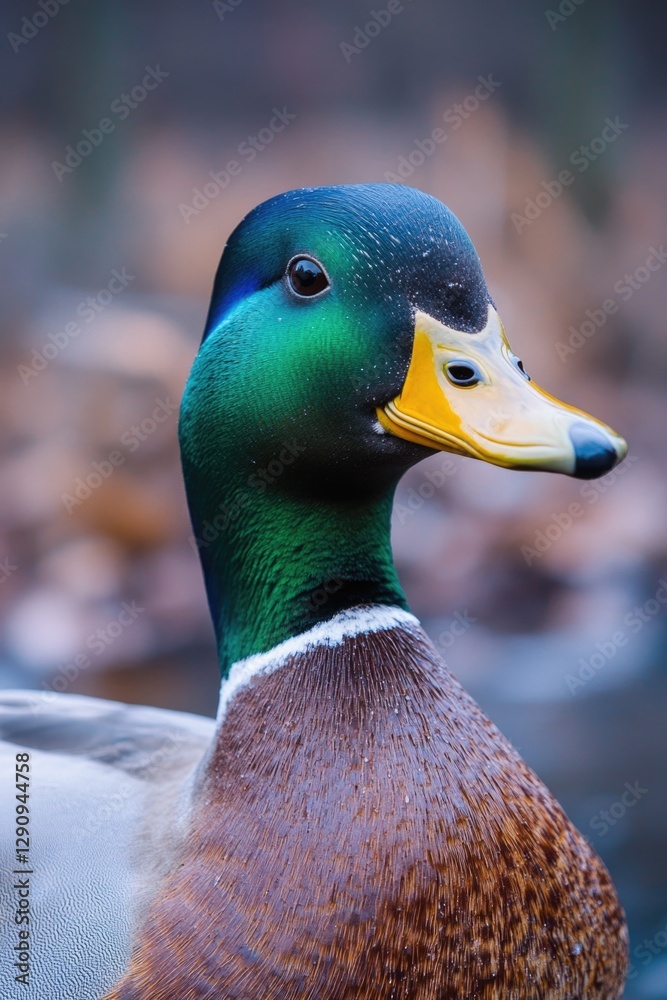 Poster a close-up view of a duck swimming in calm water