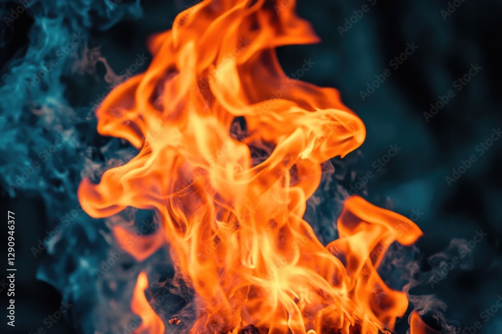 Poster a intense flame with thick smoke rising from it, suitable for use in contexts such as danger, warnin
