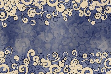 Elegant Swirling Floral Pattern Background in Purple and Beige