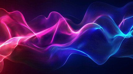 Fototapeta premium A vibrant wave of colorful energy flows in pink and blue hues, creating a dynamic visual representation of sound or digital signals.