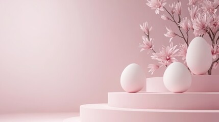 Easter Blush 3d background minimalistic mockup with space for text