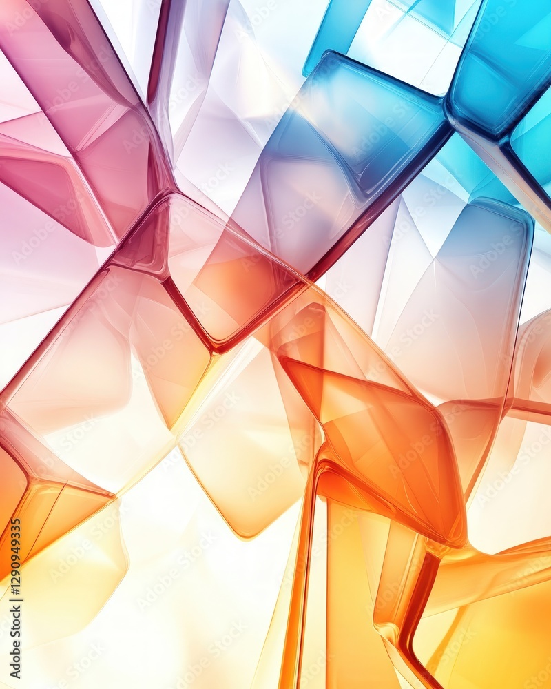 Poster vibrant abstract design with colorful geometric shapes and light reflections