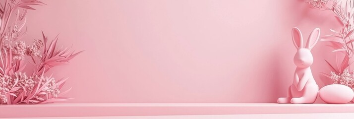 Obraz premium Easter Coral 3d background minimalistic mockup with space for text