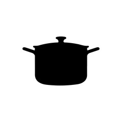 Black Cooking pot silhouette vector illustration on white background