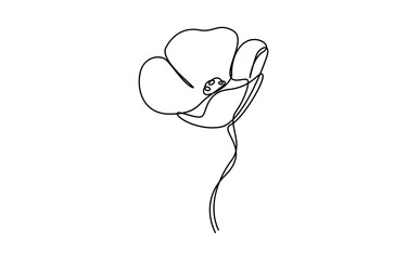 Poppy, Remembrance Day or Veterans Day Continuous Line Drawing