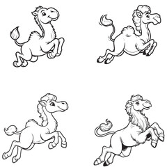 Adorable Cute Camel Jumping Silhouette Vector Art Collection