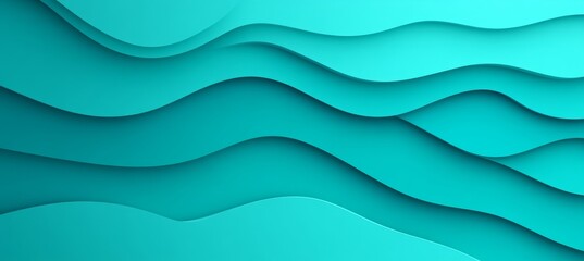 Obraz premium Abstract Flowing Teal Paper Waves, a Seamless 3D Background in Gentle Monochromatic Colors.