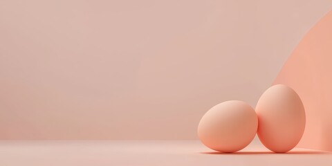 Fototapeta premium Easter Salmon 3d background minimalistic mockup with space for text