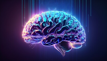 Obraz premium Journey into the realm of the crystal brain. 