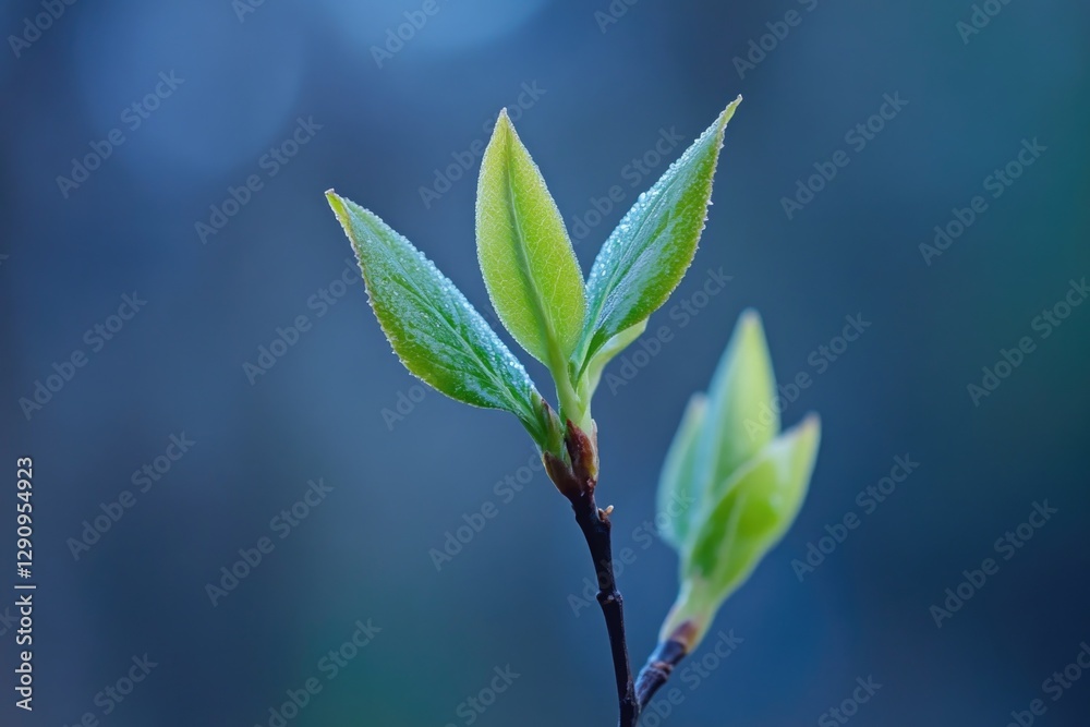 Poster A detailed view of a single leaf attached to a twig, showcasing its natural texture and structure