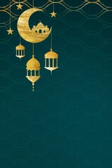 Gold Ramadan lanterns border background design